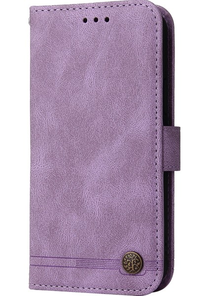 Samsung Galaxy A32 4g Eu Versiyonu Destekleme Stand Tasarım Ağacı Desen Metal Düğmesi Flip Telefon Kılıfı Pu Deri Cüzdan Stand Kapağı (Yurt Dışından)