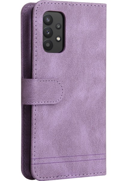 Samsung Galaxy A32 4g Eu Versiyonu Destekleme Stand Tasarım Ağacı Desen Metal Düğmesi Flip Telefon Kılıfı Pu Deri Cüzdan Stand Kapağı (Yurt Dışından)