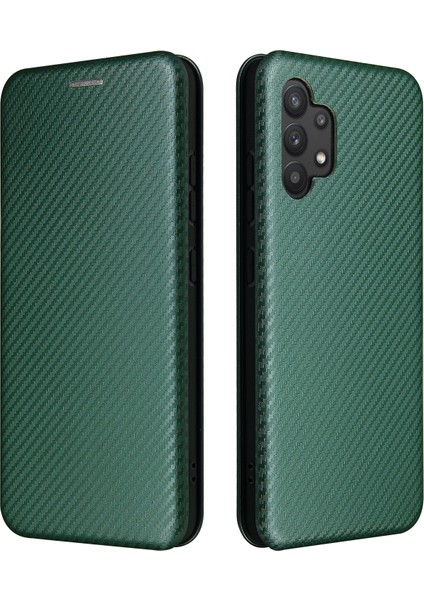 Samsung Galaxy A32 4g Için Otomatik Emilmiş Stand Karbon Fiber Doku Deri Kabuk Kapağı Eu Versiyonu (Yurt Dışından)