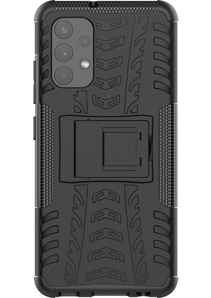 Samsung Galaxy A32 4g Için Kickstand Ile Serin Lastik Deseni Pc + Tpu Telefon Kılıfı Eu Versiyonu (Yurt Dışından)