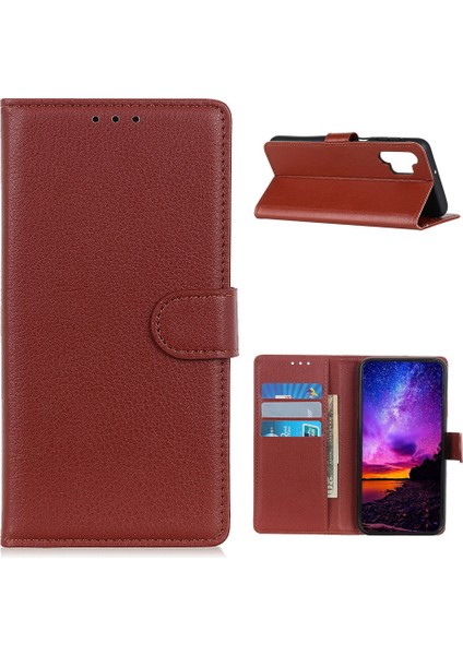 Folio Flip Tasarım Litchi Cilt Deri Telefon Kılıfı Samsung Galaxy A32 4g Eu Versiyonu Için Cüzdanlı Koruyucu Kabuk (Yurt Dışından)