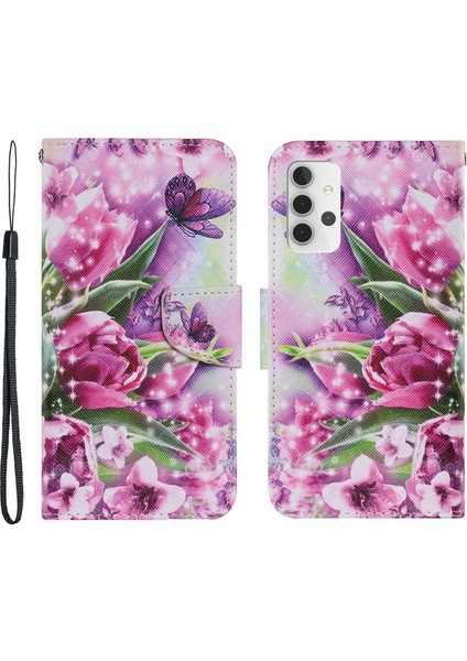 Tam Koruma Deseni Baskı Flip Deri Cüzdan Standı Samsung Galaxy A32 4g Eu Versiyonu Için Telefon Kabuğu Kasası (Yurt Dışından)