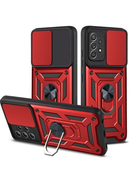 Çok Yönlü Koruyucu Kamera Slayt Telefon Çizik Geçirmez Arka Kabuk Samsung Galaxy A32 4g Eu Versiyonu Için Kickstand Ile (Yurt Dışından)