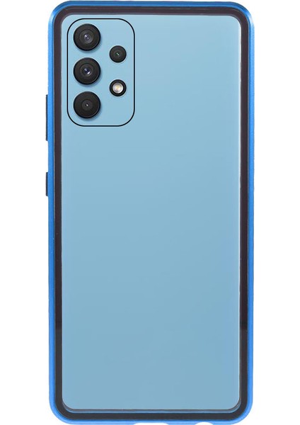 Tam Kapsama Manyetik Adsorpsiyon Metal Çerçevesi + Samsung Galaxy A32 4g Eu Versiyonu Için Çift Taraflı Ultra Net Temperli Cam Telefon Kabuğu (Yurt Dışından)