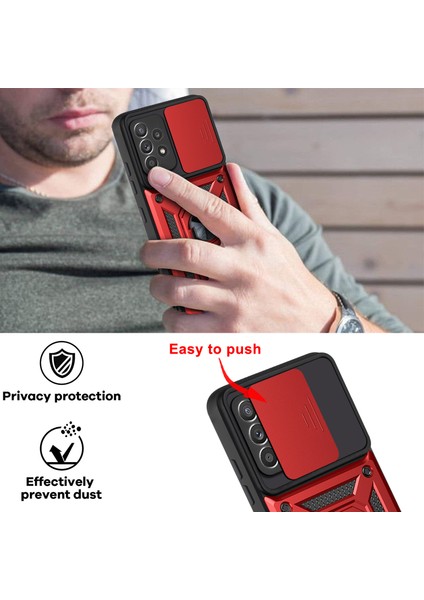Çok Yönlü Koruyucu Kamera Slayt Telefon Çizik Geçirmez Arka Kabuk Samsung Galaxy A32 4g Eu Versiyonu Için Kickstand Ile (Yurt Dışından) fırsatları