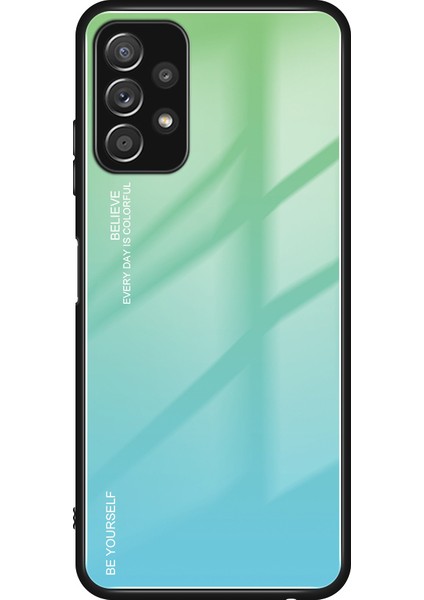 Gradyan Renk Cam Arka Panel + Tpu Çerçeve Telefon Hibrit Kılıf Kabuğu Samsung Galaxy A32 4g Eu Versiyonu (Yurt Dışından)