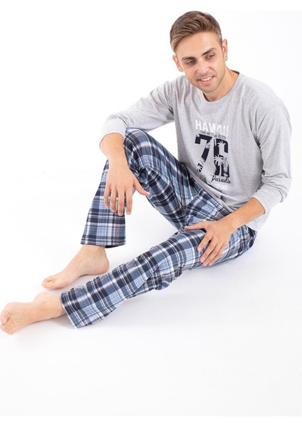 Erkek Baskılı Pijama Takımı Uzun Kollu 2170