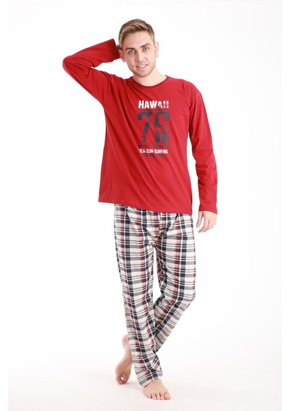 Erkek Baskılı Pijama Takımı Uzun Kollu 2170