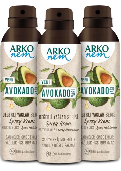 Arko Nem Değerli Yağlar Avokado Sprey Krem 3X150ML