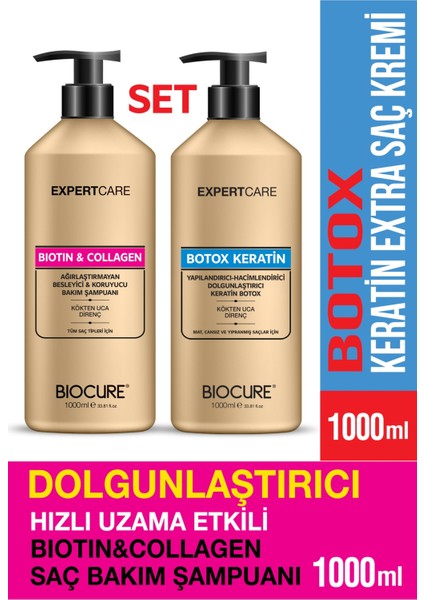 Saç Bakım Seti / Botoks Keratin Extra Saç Bakım Kremi Hair Botox & Biotin & Collagen Şampua