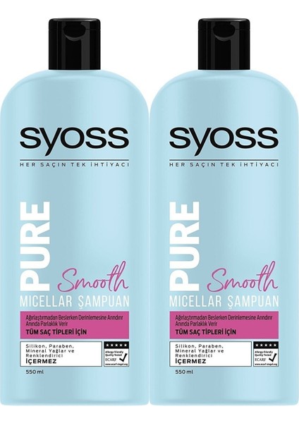 Pure Smooth Mıcellar Sampuan 550ML x 2 SET.HNKL.374 Saç Bakim Ürünleri fiyatları