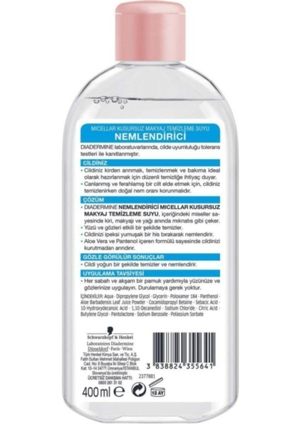 Makyaj Temizleme Suyu Micellar Kusursuz Nemlendirici 400 ml