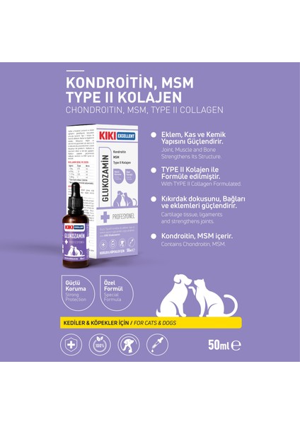 Kedi & Köpek Glukozamin, Kondroitin, Type Iı , Msm 50 Ml. KCD103