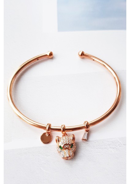 Italyan Kaplan Rose Kaplama Gümüş Bilezik