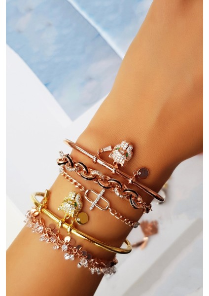 Italyan Kaplan Rose Kaplama Gümüş Bilezik fiyatları