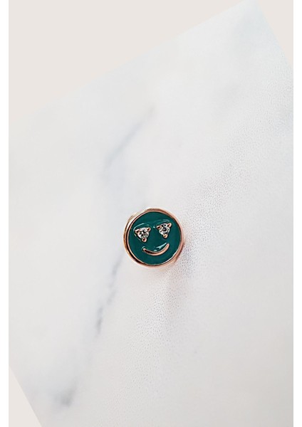 Tekli Ithal Smile Gümüş Piercing Küpe