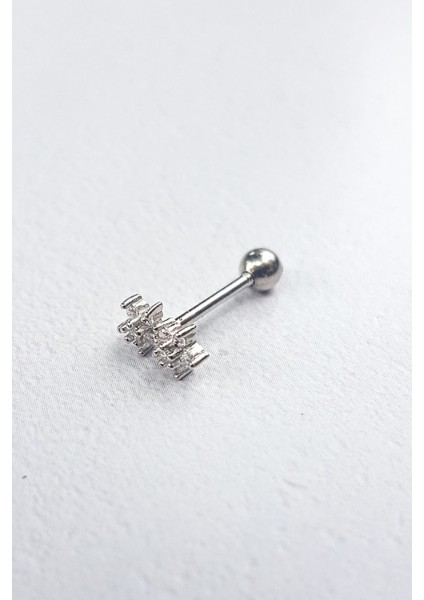 Tekli, Twin Star Gümüş Piercing Küpe