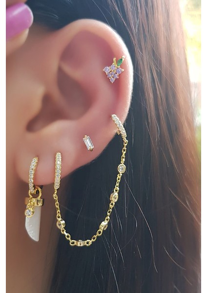 Tekli Ithal Grape Gümüş Piercing Küpe fiyatları