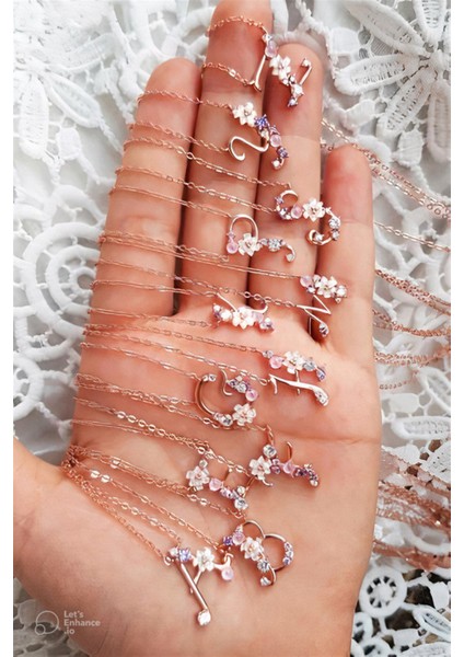 D-Italyan Çiçekli Harf Gümüş Kolye fırsatları