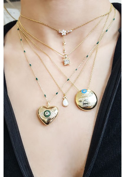 Zirkon Taşlı Sedefli Damla Gümüş Kolye fiyatları