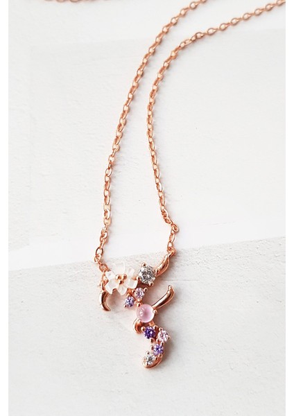 F-İtalyan Çiçekli Harf Gümüş Kolye