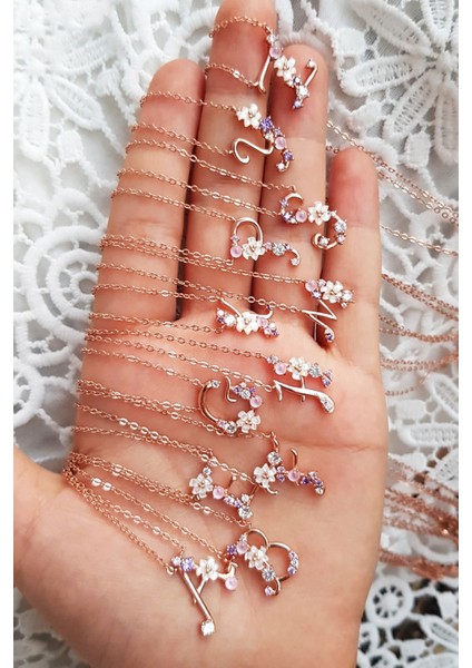 F-İtalyan Çiçekli Harf Gümüş Kolye fiyatları