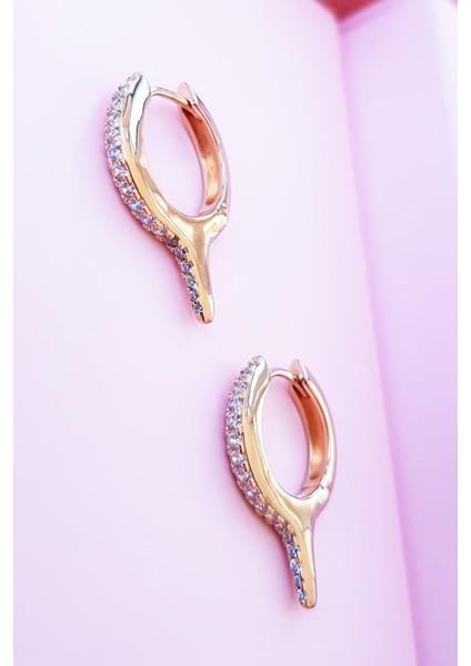 Çiftli, Beyaz Taşlı Çıtçıtlı Gümüş Küpe