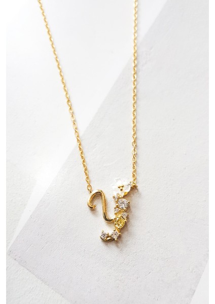 Y-Italyan Çiçekli Harf Gümüş Kolye