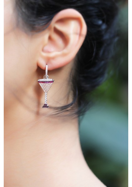 Şarap Kadehi Küpe Rodyum Gümüş Küpe fiyatları