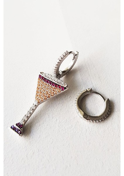 Şarap Kadehi Küpe Rodyum Gümüş Küpe modelleri