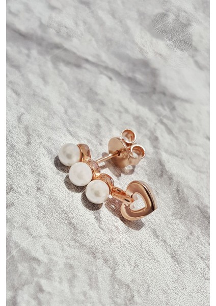 Tekli Ithal Heart Pearl Gümüş Küpe