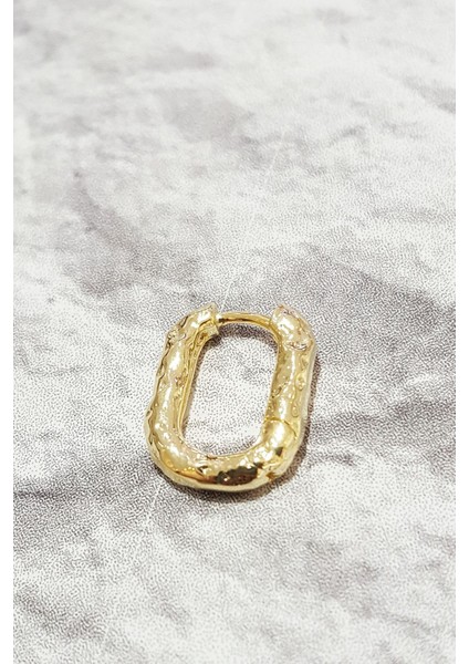 Tekli Elips Gümüş Küpe