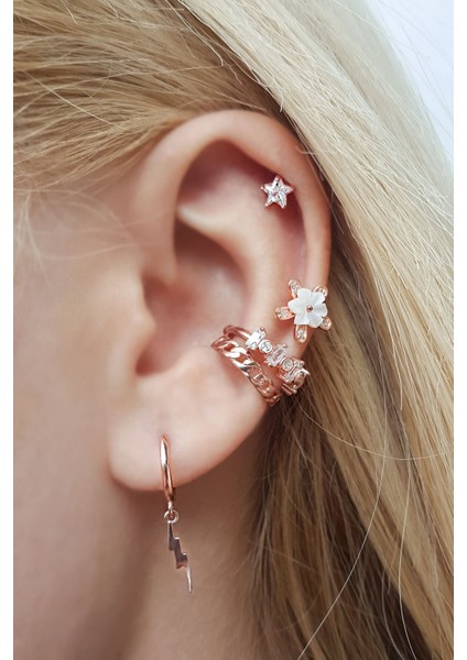 Tekli Şimşek Gümüş Küpe