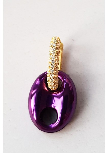 Tekli M Mor Love Parlak Gümüş Küpe modelleri