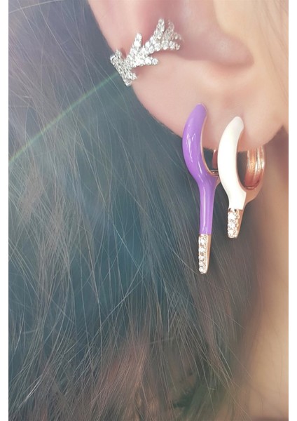 Tekli Mini Kurşun Beyaz Ithal Gümüş Küpe