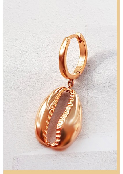 Tekli Rose Deniz Kabuğu Gümüş Küpe