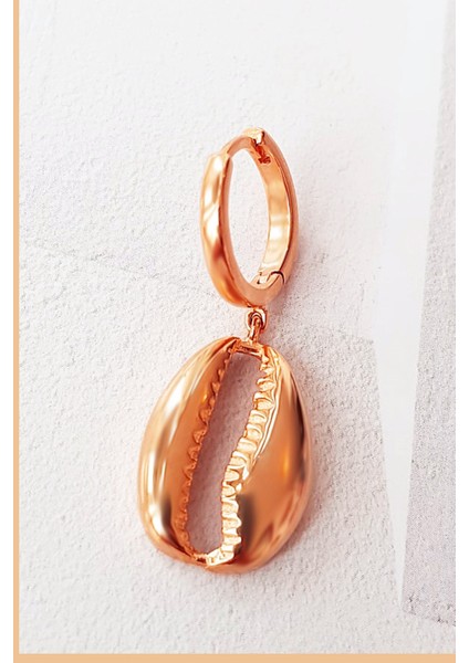 Tekli Rose Deniz Kabuğu Gümüş Küpe modelleri