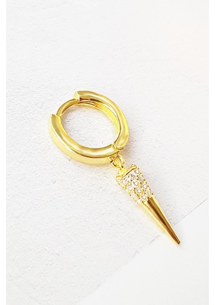 Tekli Mini Half Stone Gümüş Küpe