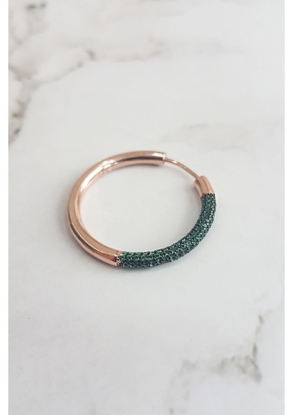 Tekli Ithal Halkası Taşlı Gümüş Küpe fiyatları