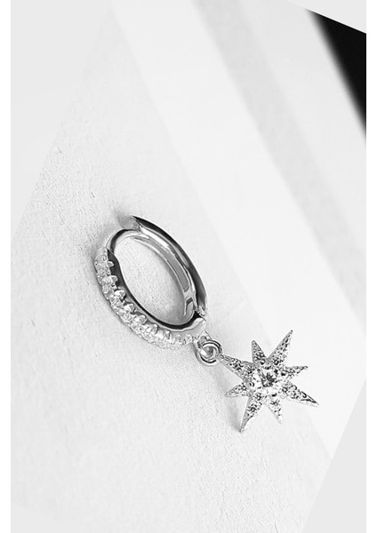 Tekli Mini Italyan Kuzey Yıldız Rose Gümüş Küpe