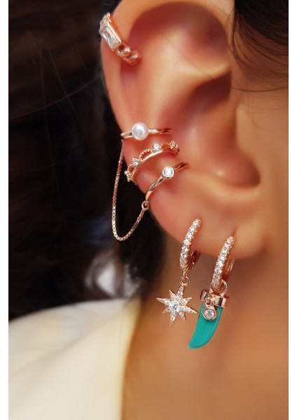 Tekli Mini Italyan Kuzey Yıldız Rose Gümüş Küpe fiyatları