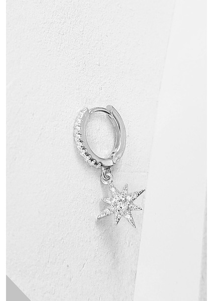 Tekli Mini Italyan Kuzey Yıldız Rose Gümüş Küpe modelleri