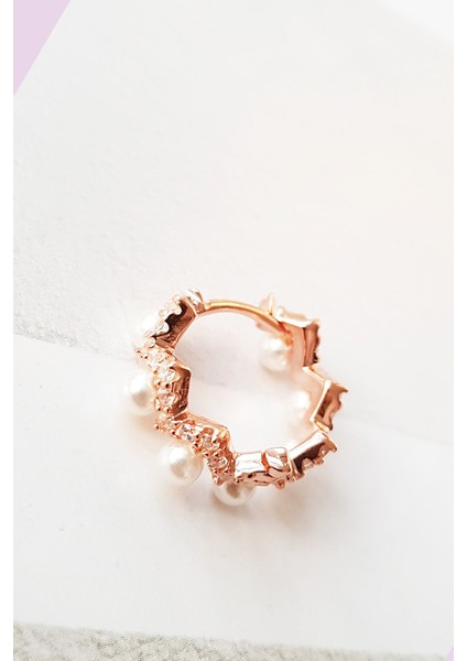 Tekli Inci Zigzag Ithal Gümüş Küpe