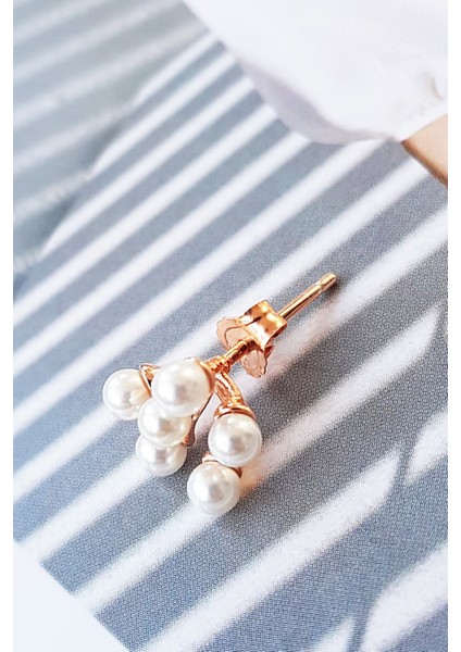 Tekli Rose Ithal 6 Toplu Inci Gümüş Küpe modelleri