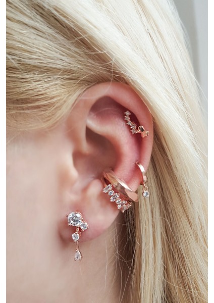 Tekli Minimal Taşlı Butterfly Gümüş Küpe fiyatları