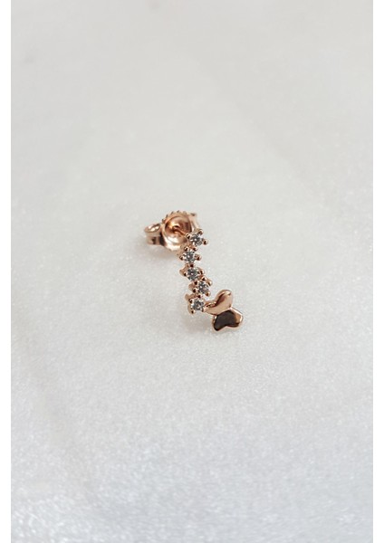 Tekli Minimal Taşlı Butterfly Gümüş Küpe modelleri