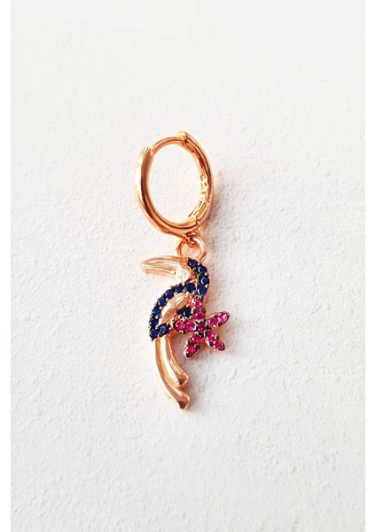 Tekli Mini Papağan Flower Gümüş Küpe