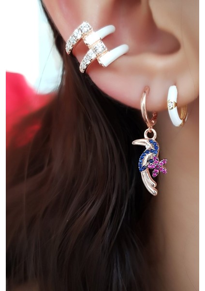 Tekli Mini Papağan Flower Gümüş Küpe fiyatları