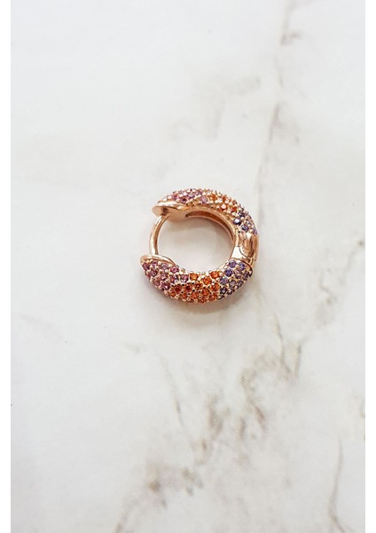 Tekli Ithal Renkli Taşlı Gümüş Küpe