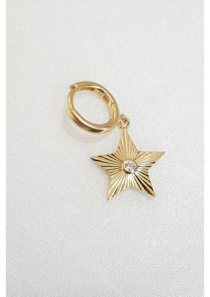 Tekli Tektaş Detaylı Star Gümüş Küpe fiyatları